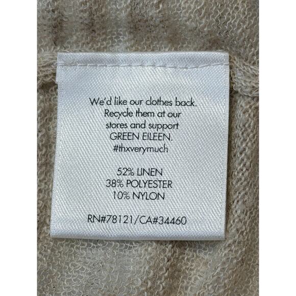 Eileen Fisher Cardigan Sweater Womens 1X Beige Linen Blend Open Front - Picture 8 of 8